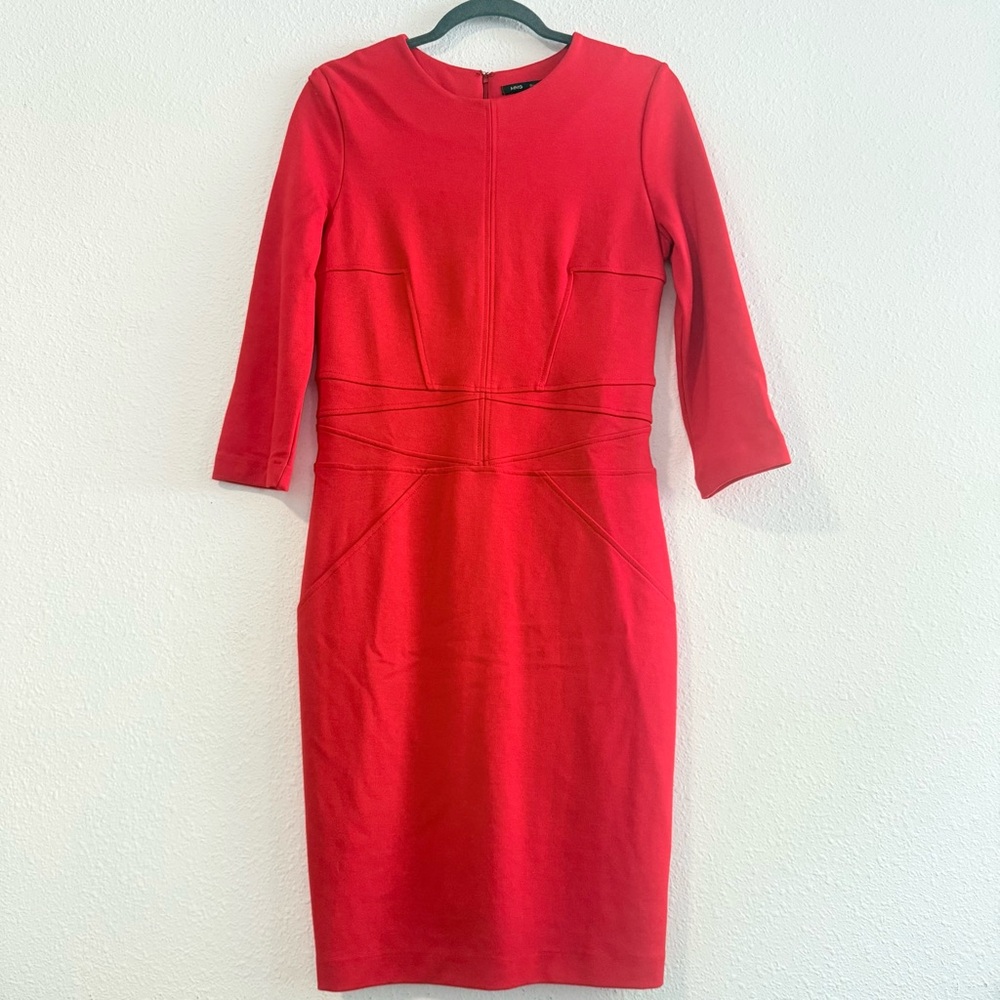 MANGO Suit Sheath‎ Long Sleeve Dress Size M